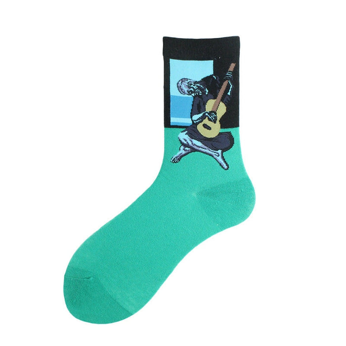 Wholesale Oil Painting Cotton Socks Breathable Men's Socks JDC-SK-Kaf034 Sock 咖范 29 40CM Wholesale Jewelry JoyasDeChina Joyas De China