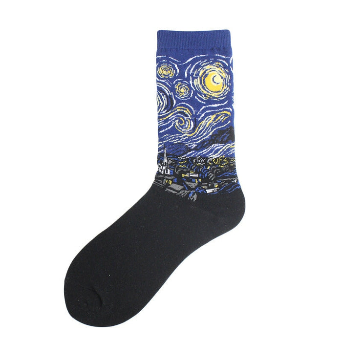 Wholesale Oil Painting Cotton Socks Breathable Men's Socks JDC-SK-Kaf037 Sock 咖范 36 40CM Wholesale Jewelry JoyasDeChina Joyas De China