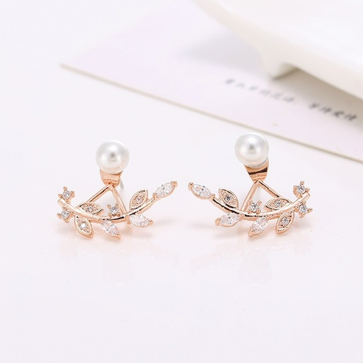 Wholesale Olive Branch Pearl Earrings Sterling Silver Jewelry JDC-ES-JianM022 Earrings 简漫 silver 1 Wholesale Jewelry JoyasDeChina Joyas De China