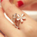 Wholesale opal flower rhinestone open adjustable alloy ring JDC-RS-RL039 Rings 瑞列 1 Wholesale Jewelry JoyasDeChina Joyas De China