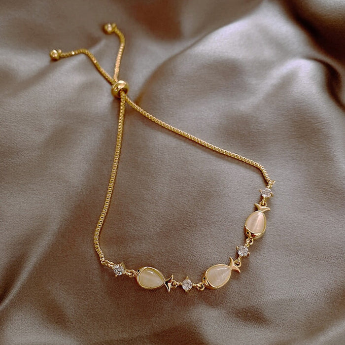 Wholesale opal small fish alloy bracelet JDC-BT-BaoY008 Bracelet 宝钰 Wholesale Jewelry JoyasDeChina Joyas De China