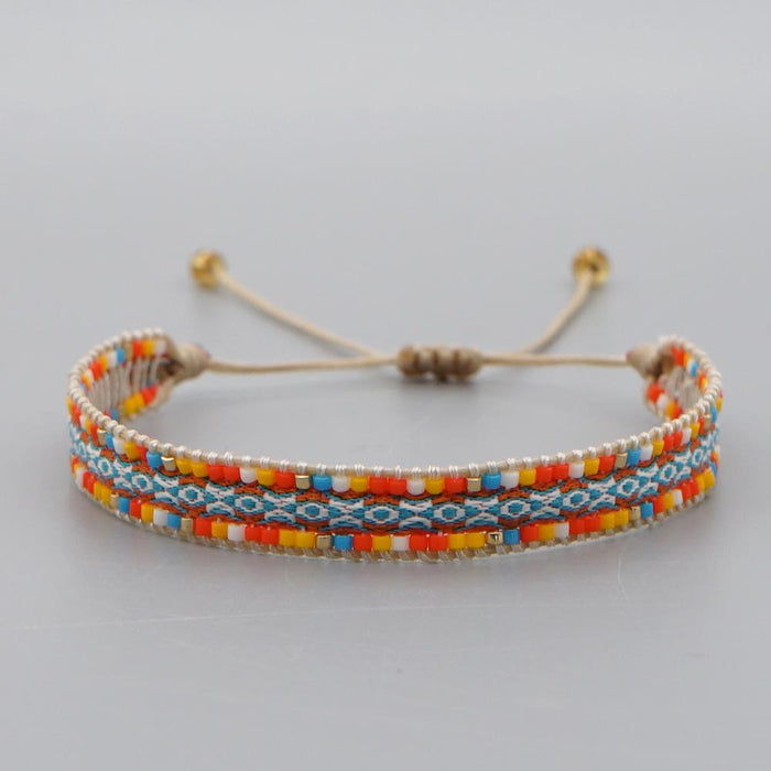 Bulk Jewelry Wholesale Orange Palm Beaded Miyuki Rice Beads Woven Geometric Bracelet JDC-gbh271 Wholesale factory from China YIWU China