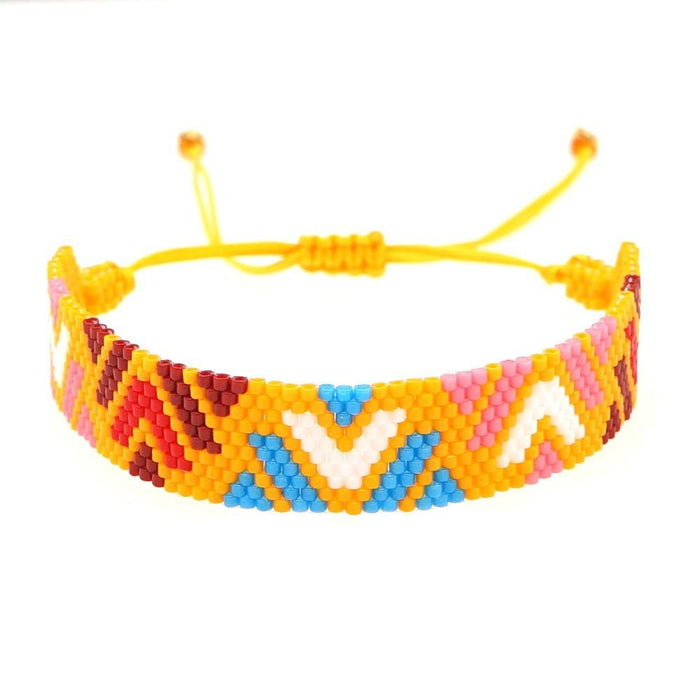 Bulk Jewelry Wholesale Orange Palm Beaded Miyuki Rice Beads Woven Geometric Bracelet JDC-gbh271 Wholesale factory from China YIWU China