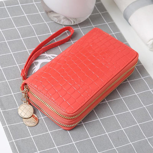 Bulk Jewelry Wholesale orange stone pattern candy color ladies long double zipper wallet JDC-WT-lx014 Wholesale factory from China YIWU China