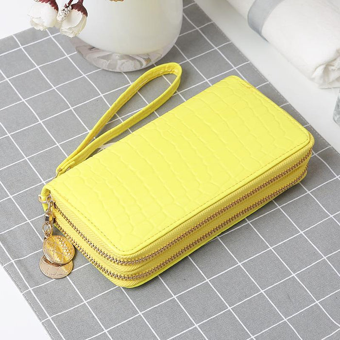 Bulk Jewelry Wholesale orange stone pattern candy color ladies long double zipper wallet JDC-WT-lx014 Wholesale factory from China YIWU China