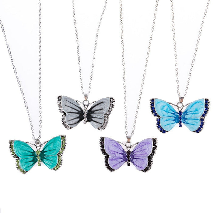 Wholesale Painted Rhinestone Butterfly Alloy Necklace JDC-NE-Saip006 Necklaces 赛蒲 Wholesale Jewelry JoyasDeChina Joyas De China