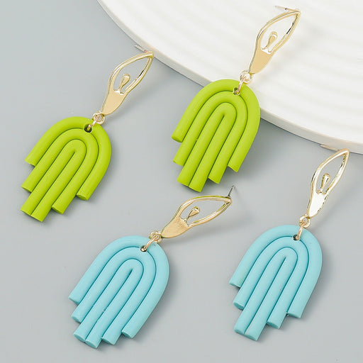 Wholesale Palm Shape Resin Alloy Stripe Earrings JDC-ES-JL956 Earrings 氿乐 Wholesale Jewelry JoyasDeChina Joyas De China