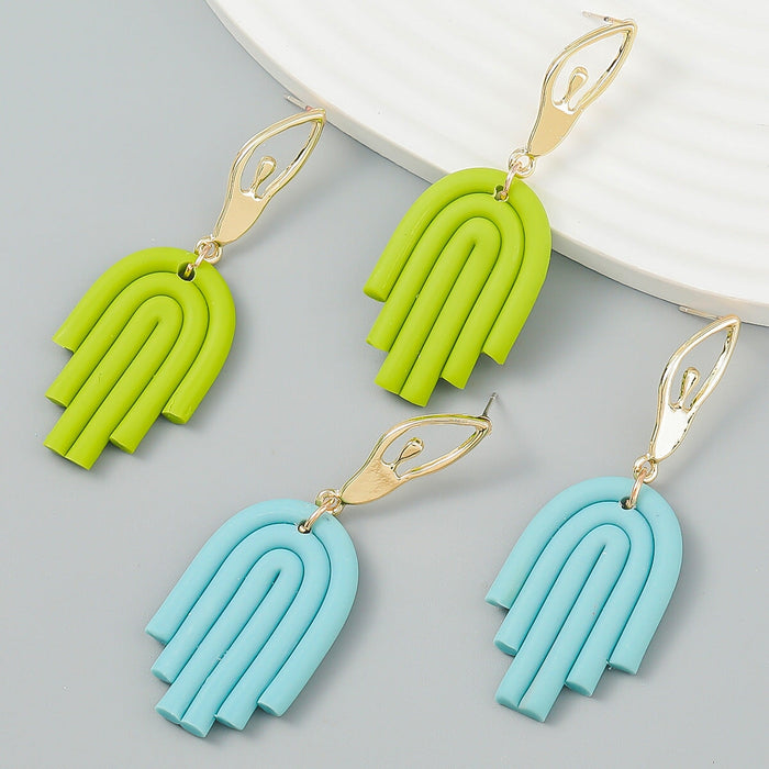 Wholesale Palm Shape Resin Alloy Stripe Earrings JDC-ES-JL956 Earrings 氿乐 Wholesale Jewelry JoyasDeChina Joyas De China