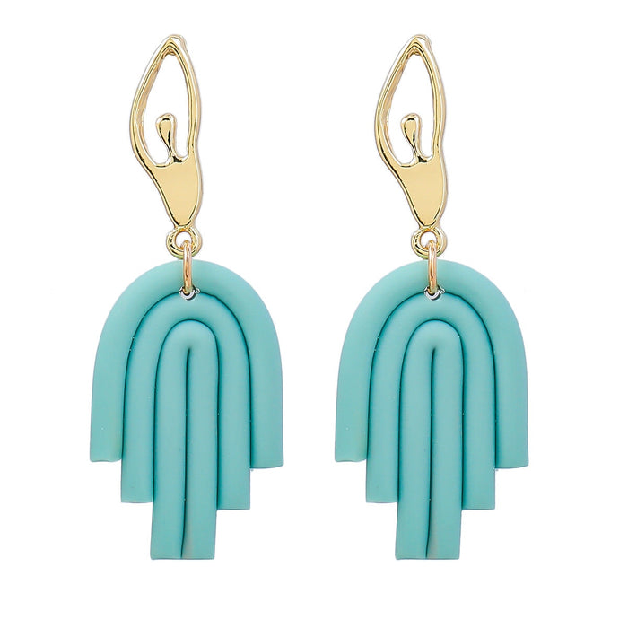 Wholesale Palm Shape Resin Alloy Stripe Earrings JDC-ES-JL956 Earrings 氿乐 blue Wholesale Jewelry JoyasDeChina Joyas De China