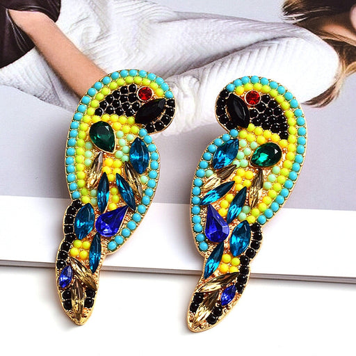 Wholesale Parrot Crystal Color Rhinestone Beads Earrings JDC-ES-SK102 Earrings 深刻 Wholesale Jewelry JoyasDeChina Joyas De China