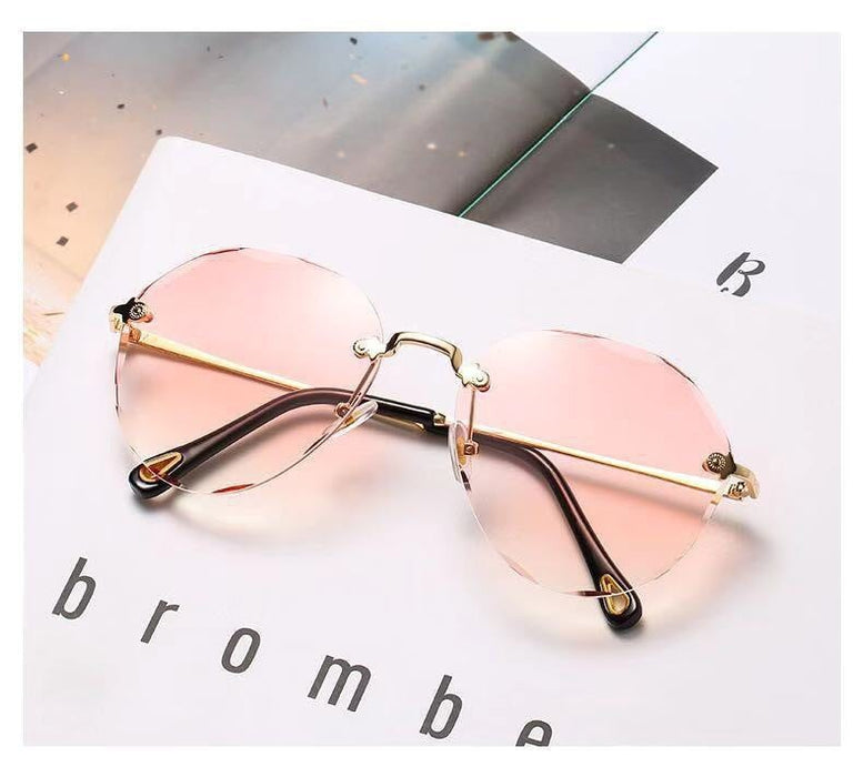 Wholesale PC Lens Metal Frameless Sunglasses JDC-SG-JinF031 Sunglasses 季丰 pink Wholesale Jewelry JoyasDeChina Joyas De China
