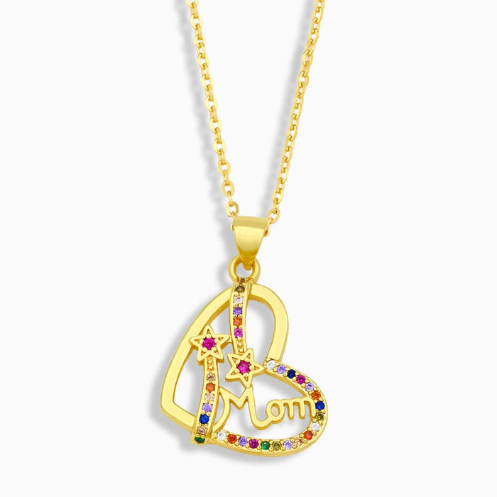 Wholesale peach heart mother's day necklace JDC-NE-AOS011 Necklaces 翱昇 Wholesale Jewelry JoyasDeChina Joyas De China