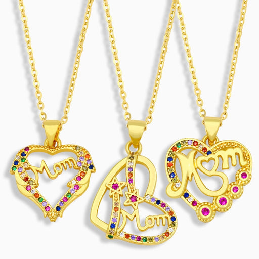Wholesale peach heart mother's day necklace JDC-NE-AOS011 Necklaces 翱昇 Wholesale Jewelry JoyasDeChina Joyas De China
