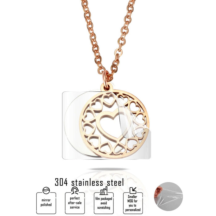 Wholesale peach heart steel geometric hollow mother's Day Necklace JDC-NE-Mail009 Necklaces 麦伦 Wholesale Jewelry JoyasDeChina Joyas De China