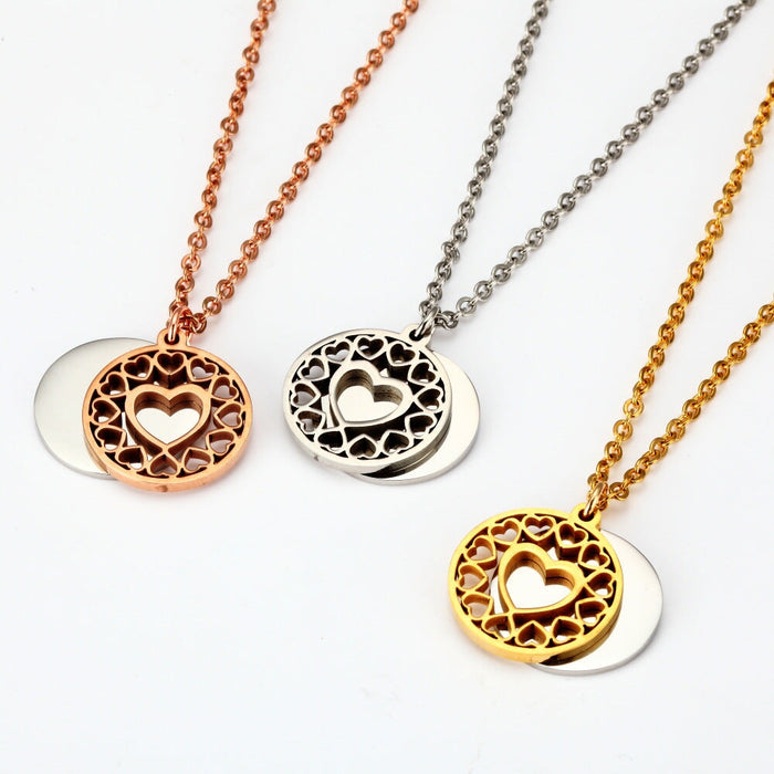 Wholesale peach heart steel geometric hollow mother's Day Necklace JDC-NE-Mail009 Necklaces 麦伦 Wholesale Jewelry JoyasDeChina Joyas De China