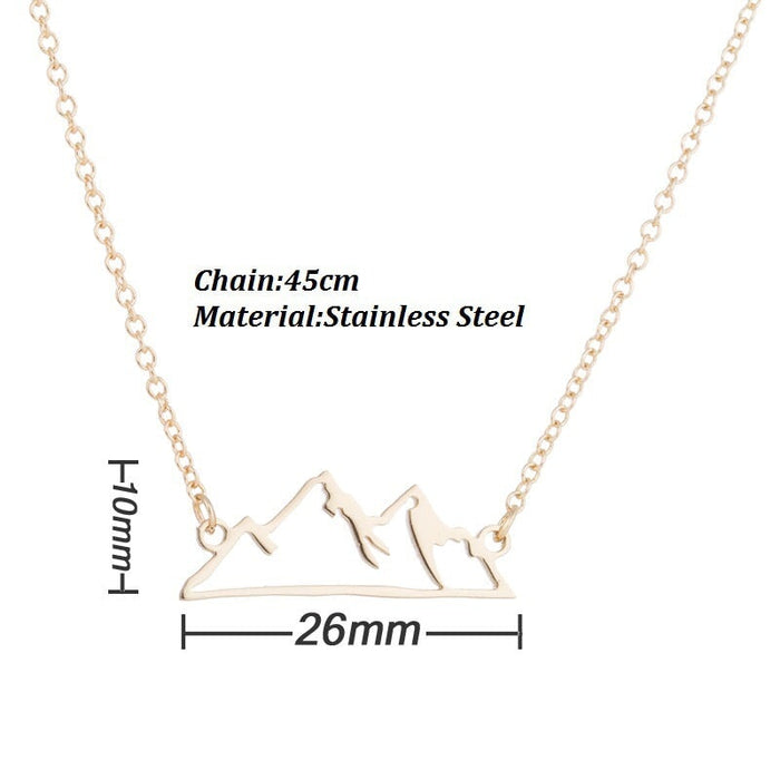 Wholesale Peak Hollow Snow Mountain Stainless Steel Necklace JDC-NE-SS003 Necklaces 双硕 Wholesale Jewelry JoyasDeChina Joyas De China
