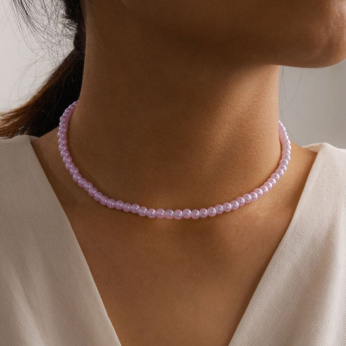 Wholesale Pearl Alloy Necklace JDC-NE-C233 Necklaces 陌茗 15365purple Wholesale Jewelry JoyasDeChina Joyas De China