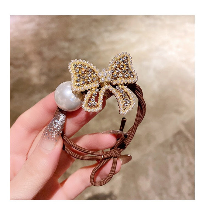 Wholesale Pearl Alloy Rhinestone Bow Hair Scrunchies JDC-HS-GSMC011 Hair Scrunchies 曌彩 white Wholesale Jewelry JoyasDeChina Joyas De China