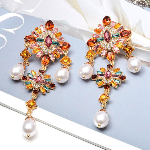 Wholesale Pearl Alloy Rhinestone Earrings JDC-ES-SK058 Earrings 深刻 color Wholesale Jewelry JoyasDeChina Joyas De China