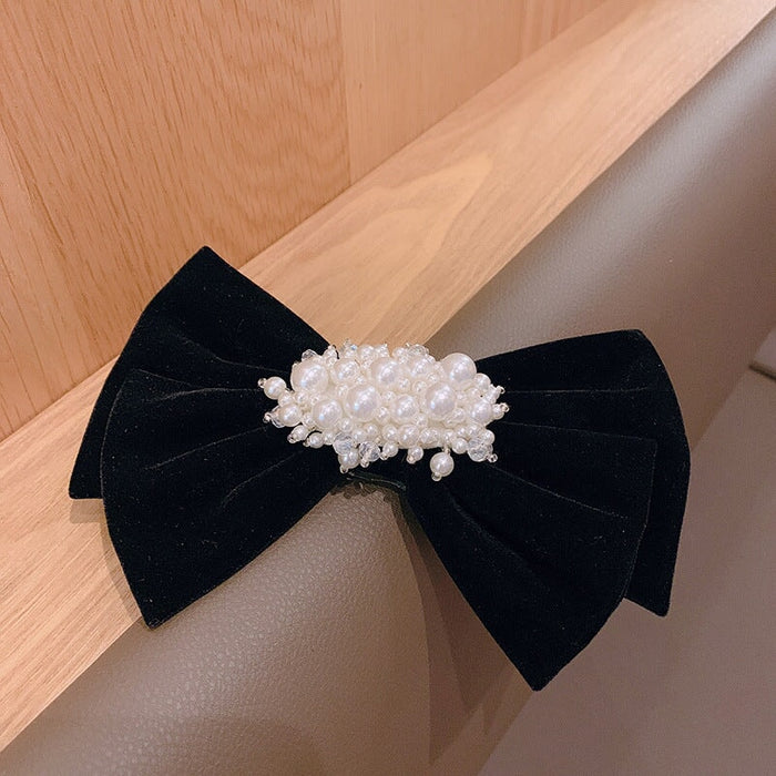 Wholesale pearl bow set diamond hairpin JDC-HC-BaoY003 Hair Clips 宝钰 Black Wholesale Jewelry JoyasDeChina Joyas De China
