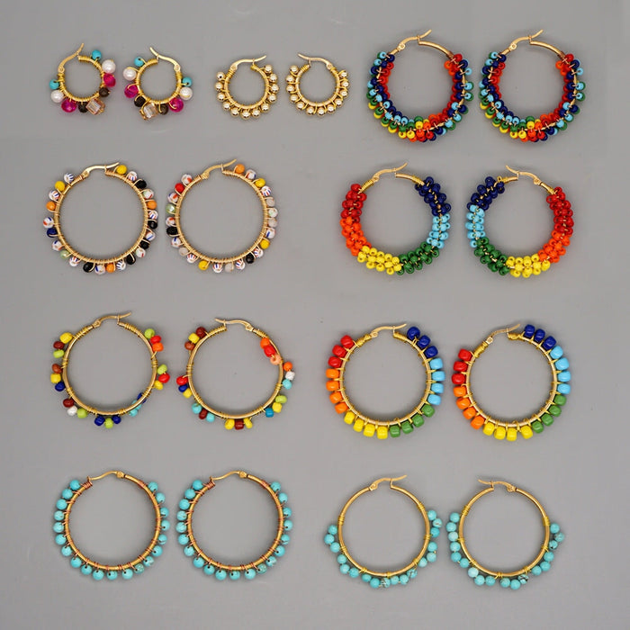 Wholesale pearl color fresh temperament big ring earrings JDC-ES-Hey001 Earrings 合益 Wholesale Jewelry JoyasDeChina Joyas De China