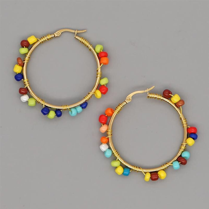 Wholesale pearl color fresh temperament big ring earrings JDC-ES-Hey001 Earrings 合益 GZ-E200001A Wholesale Jewelry JoyasDeChina Joyas De China