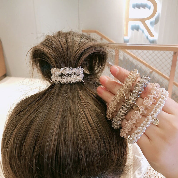 Wholesale pearl crystal hair rope JDC-HS-KX003 Hair Scrunchies 柯羡 Wholesale Jewelry JoyasDeChina Joyas De China