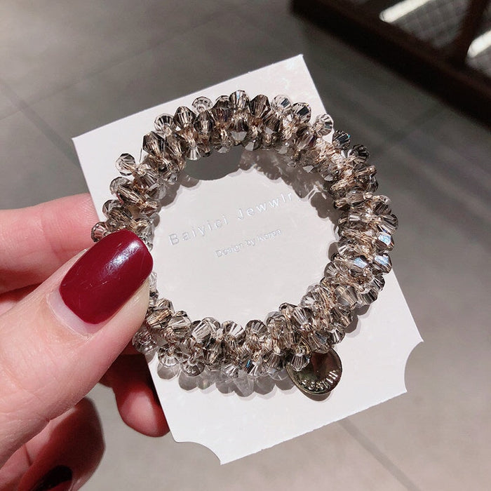 Wholesale pearl crystal hair rope JDC-HS-KX003 Hair Scrunchies 柯羡 Grey crystal Wholesale Jewelry JoyasDeChina Joyas De China