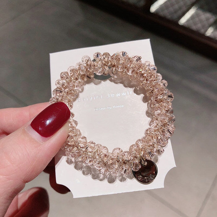 Wholesale pearl crystal hair rope JDC-HS-KX003 Hair Scrunchies 柯羡 Pink crystal Wholesale Jewelry JoyasDeChina Joyas De China