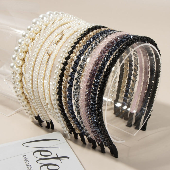 Wholesale pearl diamond Bridal Hair Band JDC-HD-XinX002 Headband 心喜 Wholesale Jewelry JoyasDeChina Joyas De China