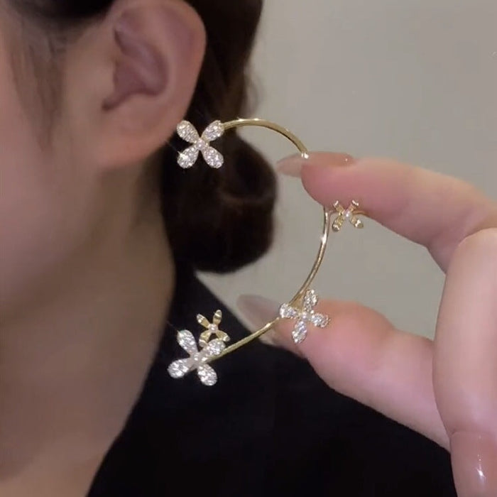 Wholesale pearl flower diamond-encrusted alloy ear clips JDC-ES-ChiH009 Earrings 池豪 Wholesale Jewelry JoyasDeChina Joyas De China