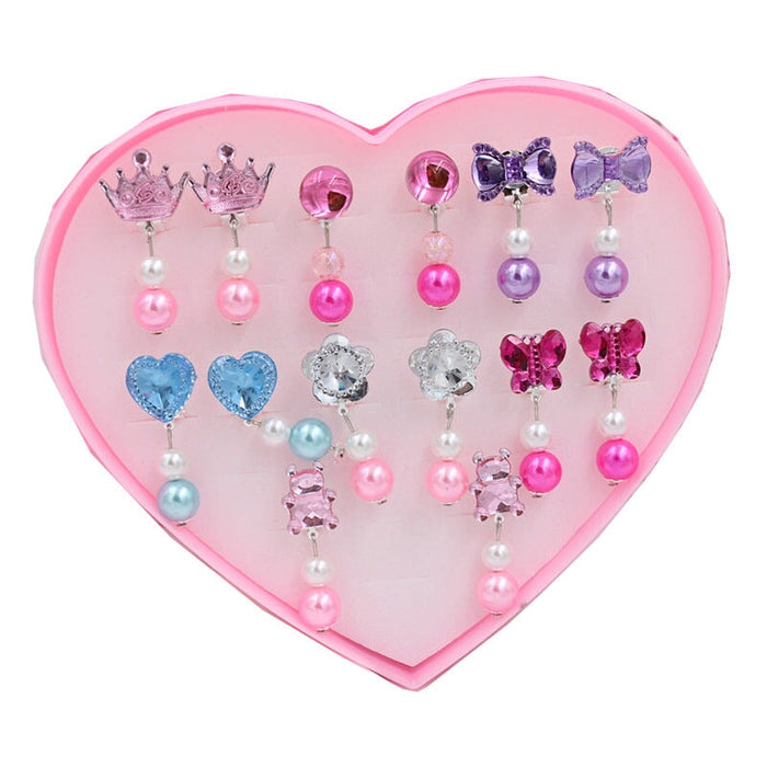 Wholesale Pearl Long Glitter Diamond Kids Earless Ear Clip Gift Box Set JDC-ES-Duor002 Earrings 朵蕊 Wholesale Jewelry JoyasDeChina Joyas De China