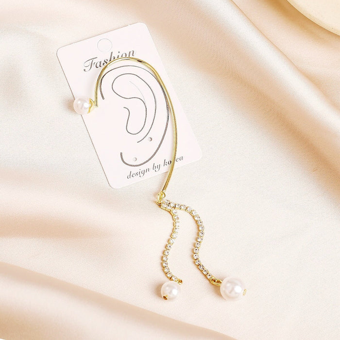 Wholesale pearl love star diamond fringe alloy earhook JDC-ES-ManY008 Earrings 满溢 Wholesale Jewelry JoyasDeChina Joyas De China