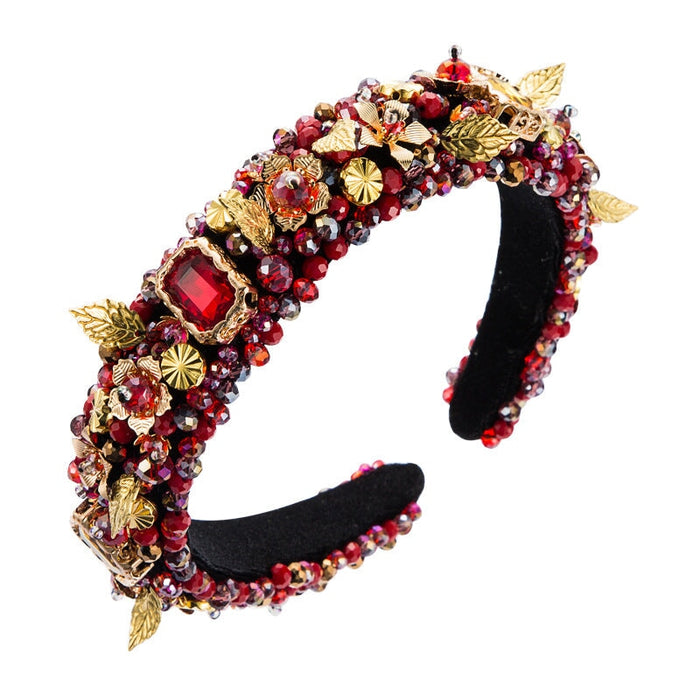 Wholesale Pearl Rhinestone Fabric Alloy Flower Headband JDC-HD-YiS002 Headband 镱森 Wholesale Jewelry JoyasDeChina Joyas De China