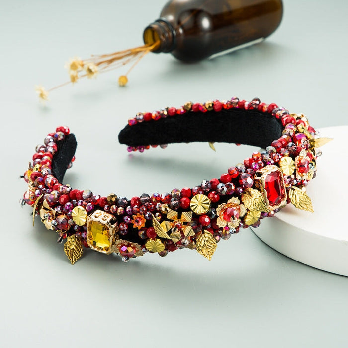 Wholesale Pearl Rhinestone Fabric Alloy Flower Headband JDC-HD-YiS002 Headband 镱森 Wholesale Jewelry JoyasDeChina Joyas De China