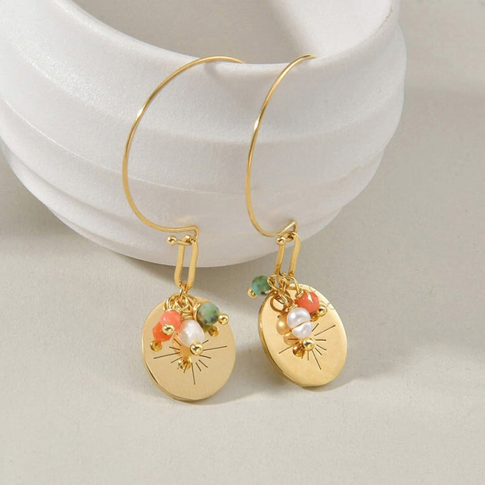 Wholesale pearl shell earrings temperament Turquoise Leaf Earrings JDC-ES-RXSFL009 Earrings 尚芙乐 Wholesale Jewelry JoyasDeChina Joyas De China