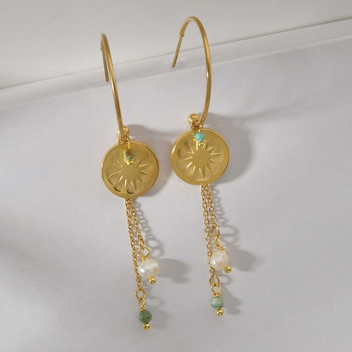 Wholesale pearl shell earrings temperament Turquoise Leaf Earrings JDC-ES-RXSFL009 Earrings 尚芙乐 Wholesale Jewelry JoyasDeChina Joyas De China