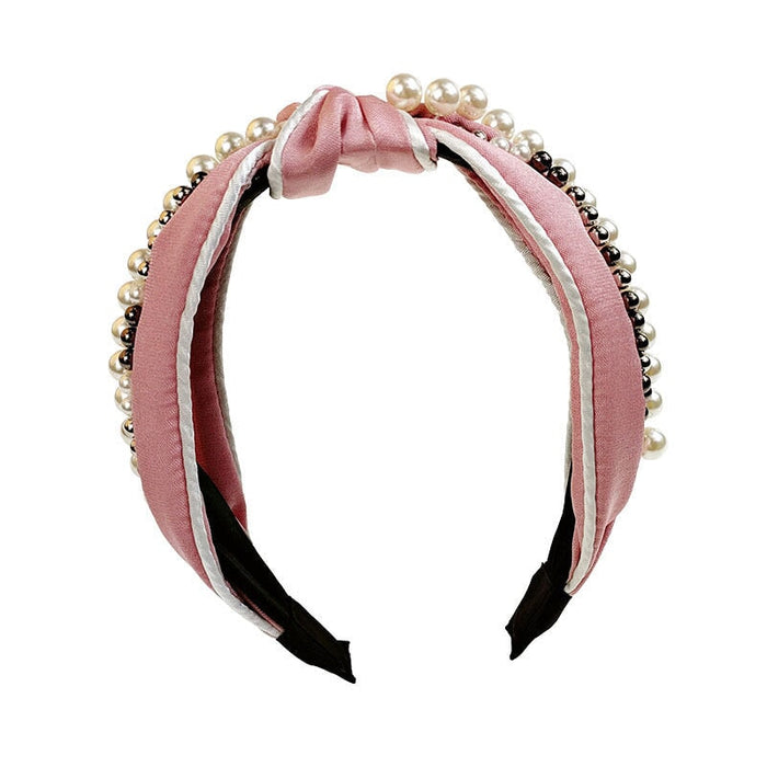 Wholesale pearl side fabric headband JDC-HD-O389 Headband 潮炫 Wholesale Jewelry JoyasDeChina Joyas De China