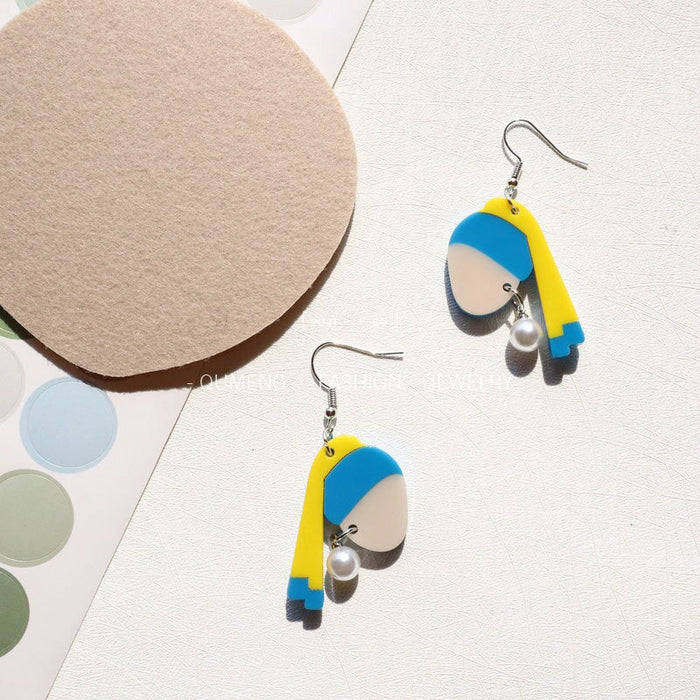 Wholesale Pearl Yellow Earrings (F) MOQ≥2 JDC-ES-MOSHU002 Earrings 舒莫 2 Wholesale Jewelry JoyasDeChina Joyas De China