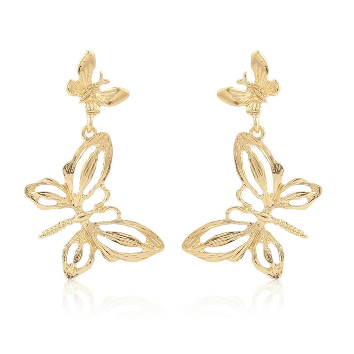 Wholesale pentagram diamond pearl flower butterfly alloy earrings JDC-ES-ManY017 Earrings 满溢 1 Wholesale Jewelry JoyasDeChina Joyas De China