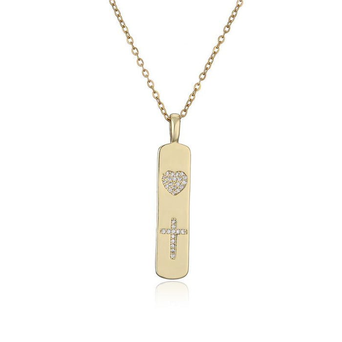 Bulk Jewelry Wholesale Personality gold bars love cross rainbow lightning pendant necklace JDC-ag127 Wholesale factory from China YIWU China