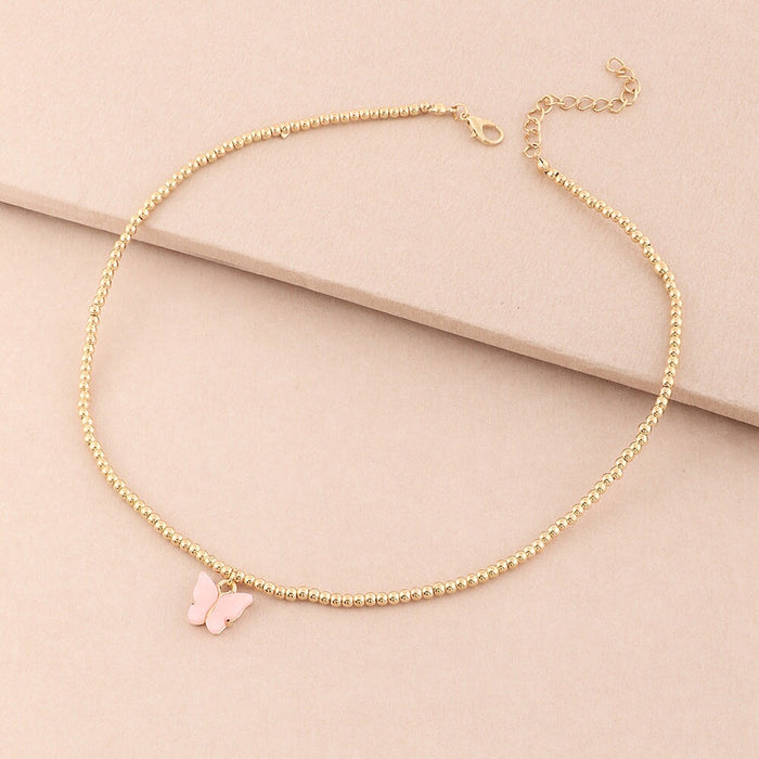 Wholesale personalized bead belt Butterfly Necklace JDC-NE-E320 necklaces 奈珠 Wholesale Jewelry JoyasDeChina Joyas De China