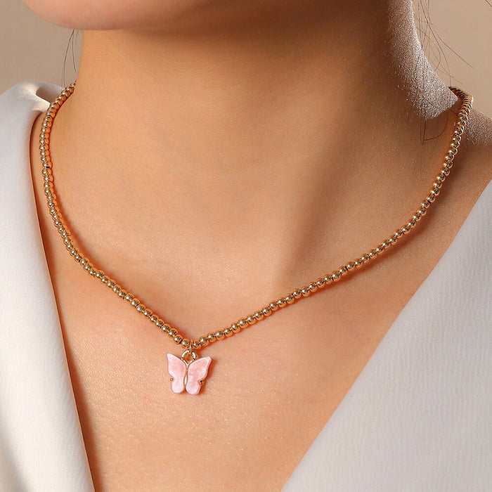 Wholesale personalized bead belt Butterfly Necklace JDC-NE-E320 necklaces 奈珠 Wholesale Jewelry JoyasDeChina Joyas De China