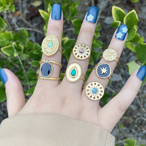 Wholesale personalized natural stone stainless steel ring female JDC-RS-Bingm012 Rings 冰萌 Wholesale Jewelry JoyasDeChina Joyas De China