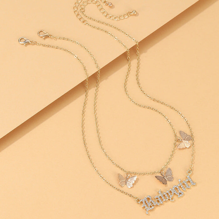 Wholesale personalized simple multi-layer Butterfly Necklace JDC-NE-YiD001 necklaces 宜达 Wholesale Jewelry JoyasDeChina Joyas De China