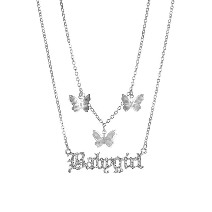 Wholesale personalized simple multi-layer Butterfly Necklace JDC-NE-YiD001 necklaces 宜达 XH0489-sliver Wholesale Jewelry JoyasDeChina Joyas De China