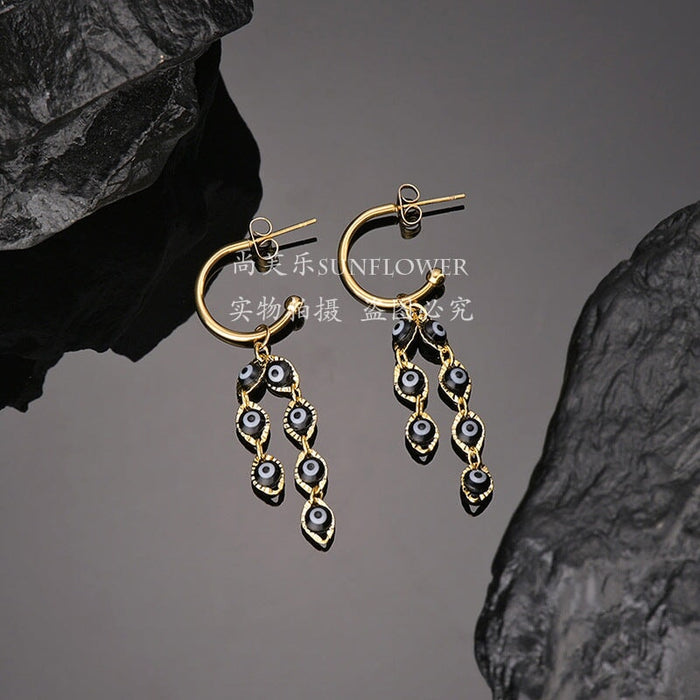 Wholesale personalized versatile 14K Gold Vintage Earrings JDC-ES-RXSFL011 Earrings 尚芙乐 SE402-hei Wholesale Jewelry JoyasDeChina Joyas De China