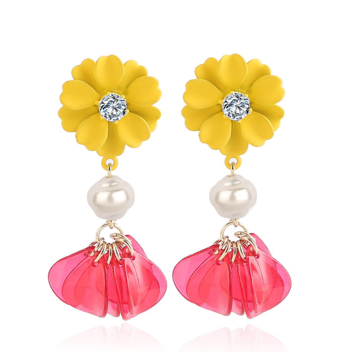 Wholesale petal flower tassel alloy earrings JDC-ES-ManY012 Earrings 满溢 1 Wholesale Jewelry JoyasDeChina Joyas De China