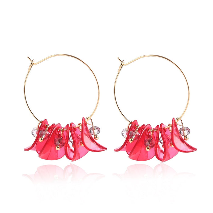 Wholesale petal flower tassel alloy earrings JDC-ES-ManY012 Earrings 满溢 Wholesale Jewelry JoyasDeChina Joyas De China