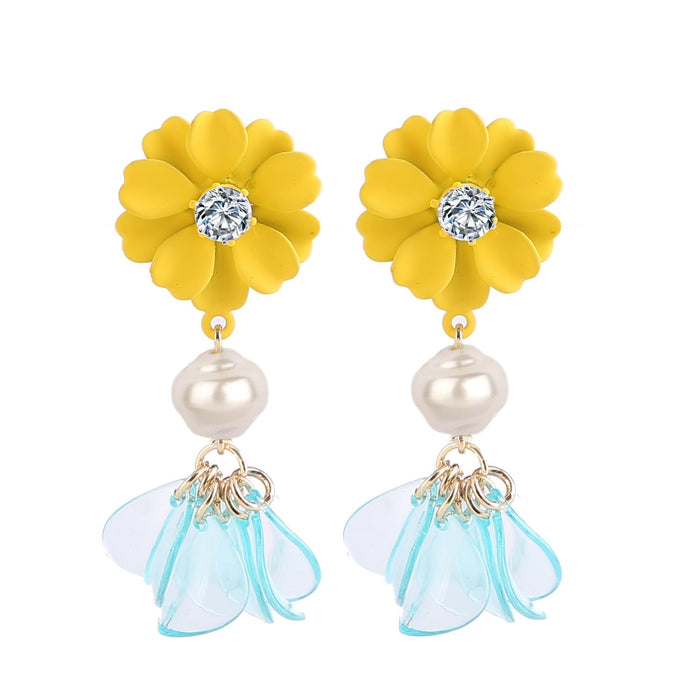 Wholesale petal flower tassel alloy earrings JDC-ES-ManY012 Earrings 满溢 Wholesale Jewelry JoyasDeChina Joyas De China
